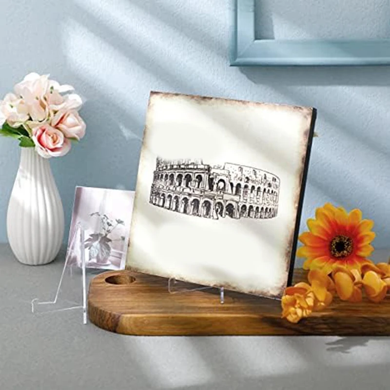 NEW HOT In Stock-20 Pcs Triangle Acrylic Easel Stands For Display Mini Picture Frame Stand Plate Holders Photo Holder Stand Dura