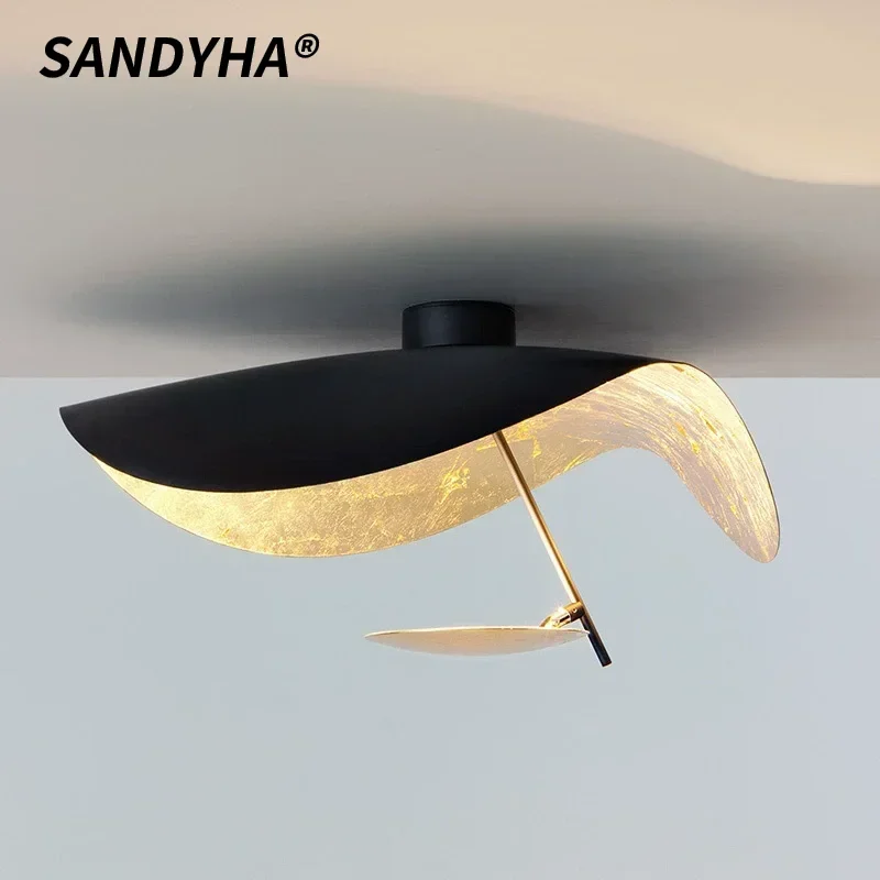 

SANDYHA Nordic Gold Foil Pendant Lamp Living Room Creative Personalized Dining Table Bar Bedroom Decoration Art Lighting Fixture