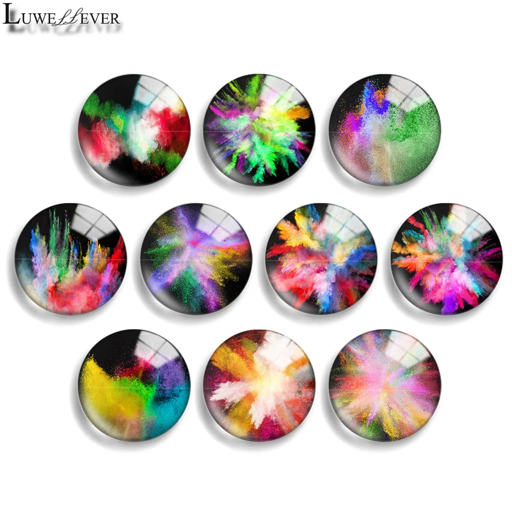 12mm 10mm 20mm 25mm 30mm 40mm 810 Painting Mix Round Glass Cabochon Jewelry Finding 18mm Snap Button Charm Bracelet