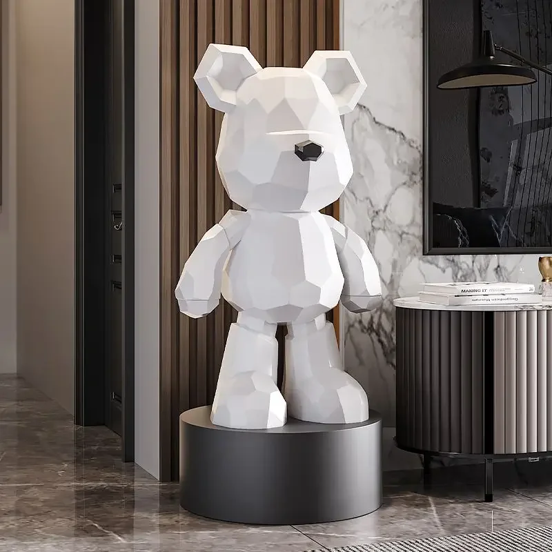 Creative Geometric Violent Bear Resin Sculpture Ornaments, Light Luxury Art Living Room TV Cabinet Decoration, Trendy Home Gifts