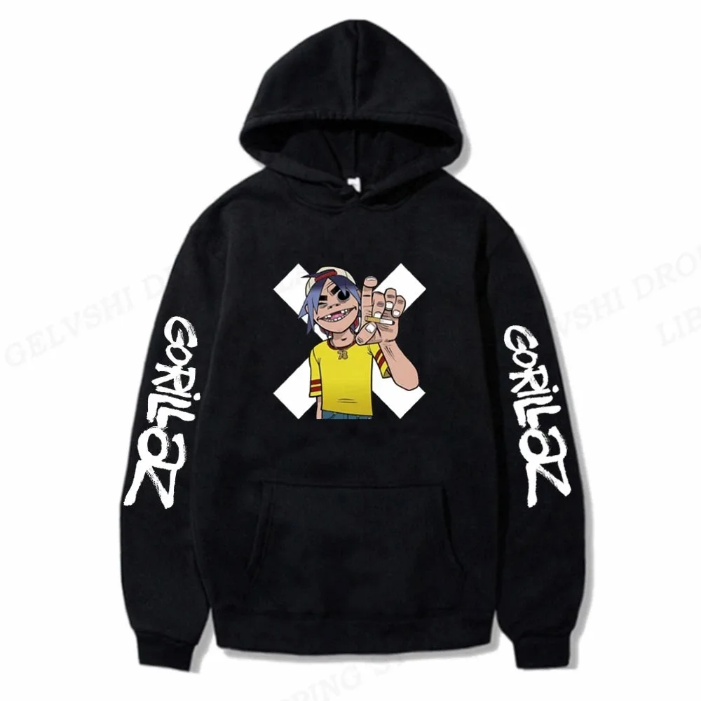 2024 Rock Band Gorillaz Hoodie Music Album Sweatshirt Oversized Hoodies Hip Hop Hoody Unisex Coats Fleece Warm Pullovers Sudader