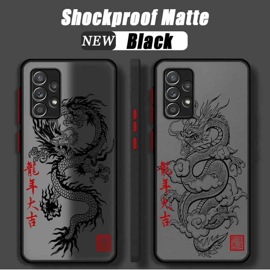 Case for Samsung Galaxy A12 A13 A14 A32 A24 A54 A55 A72 A73 5G A35 A52 A53 A15 A22 A23 A25 Cool Chinese Dragon Cover Shell