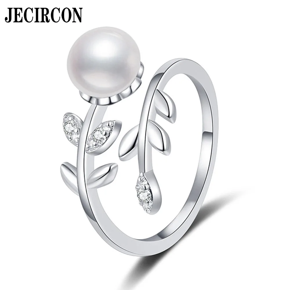 

JECIRCON S925 Sterling Silver Ring for Women Natural Freshwater Pearl Adjustable Open Ring Fashion Party Fine Jewelry Wholesale