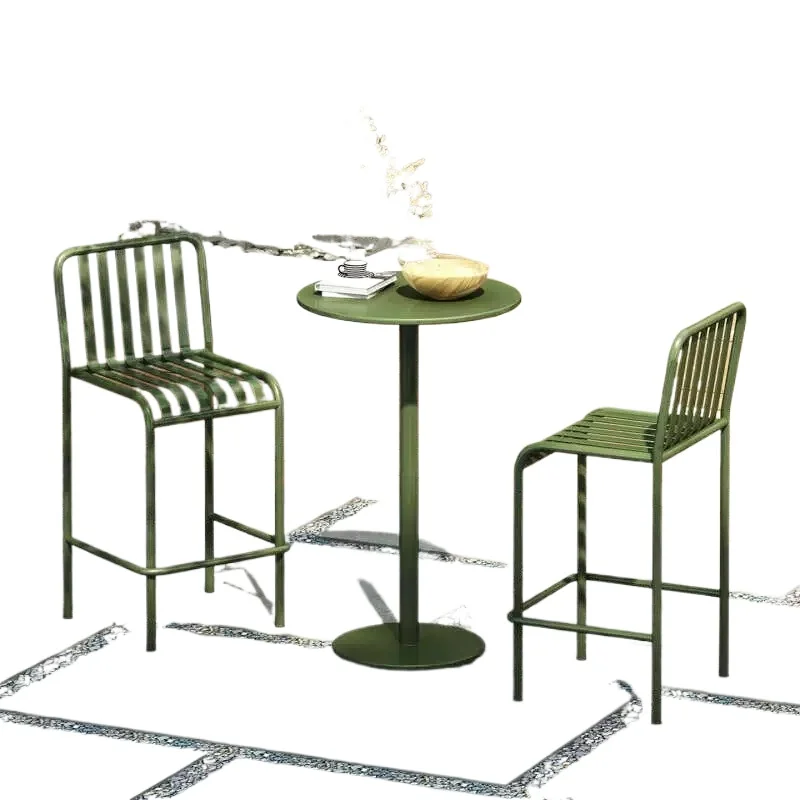 

Outdoor courtyard tall tables and chairs milk tea shop outside the leisure three-piece set, open-air rain and sun