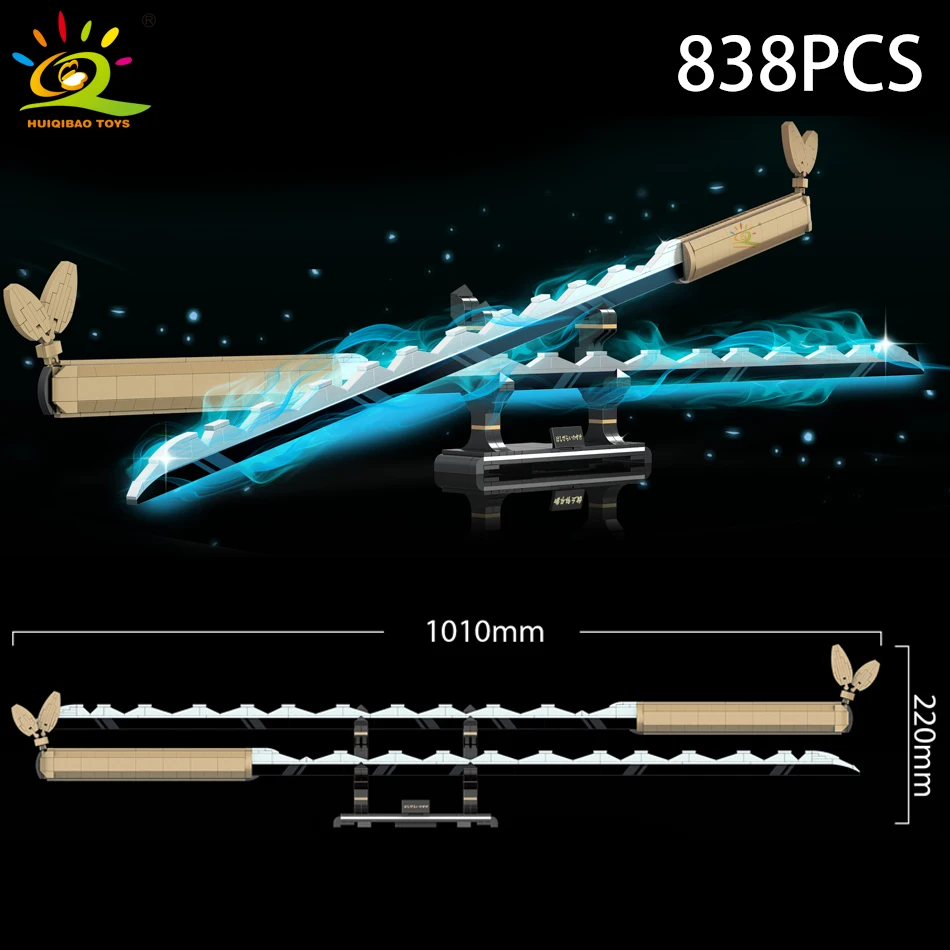 HUIQIBAO Samurai Sword Building Blocks Ninja Blade Katana Japanese Anime Butterfly Nichirin Knife Bricks Children Toys for Adult