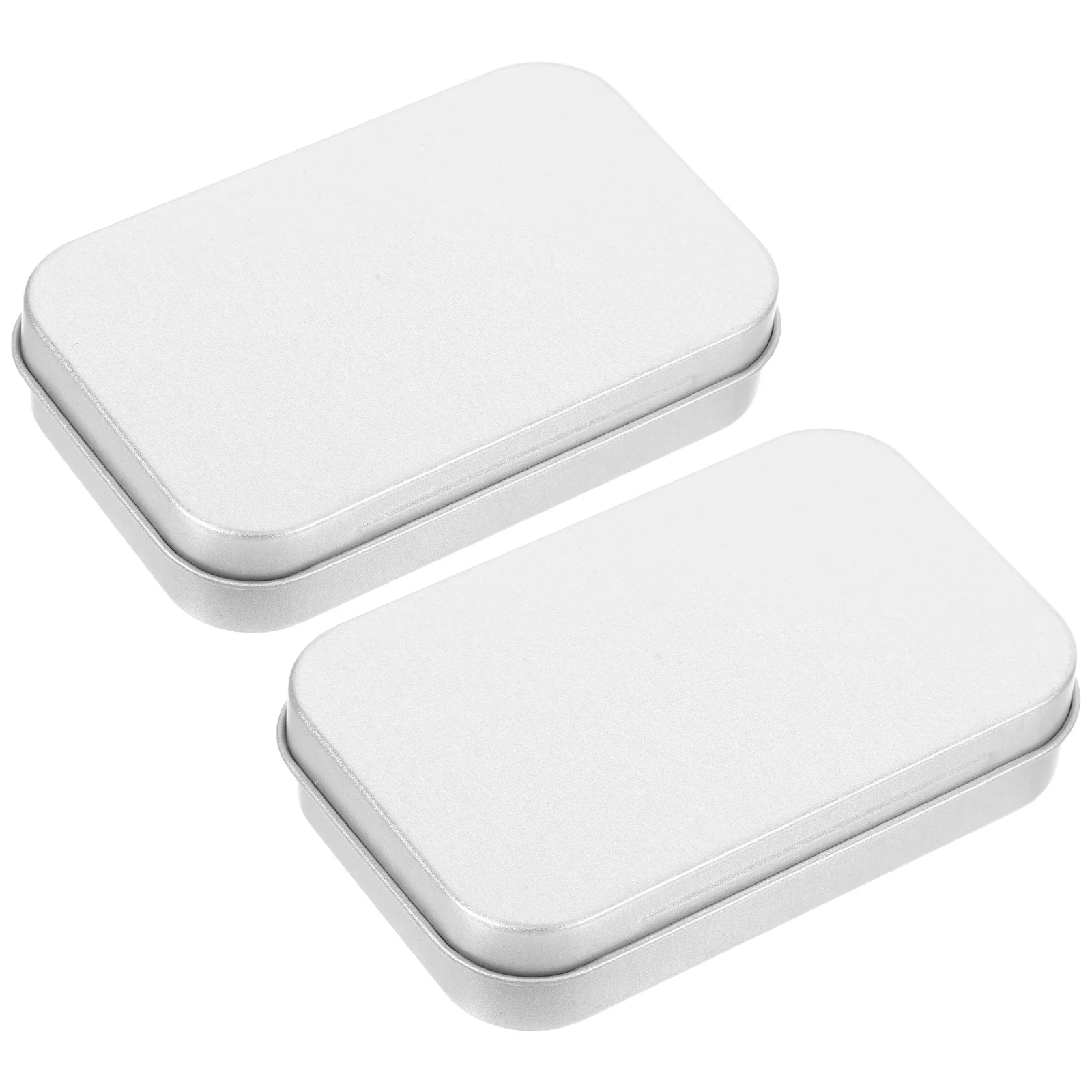 

2Pcs Small Tin Box with Hinged Lid Tinplate Storage Container for Candy Jewelry Pills Portable Metal Keepsake Tin