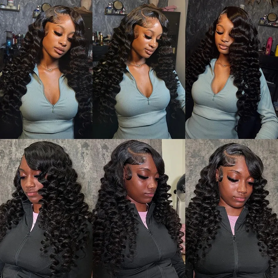 موجة عميقة شعر مستعار أمامي 13X4 HD الدانتيل الباروكات جاهزة لارتداء الاصطناعية عالية الجودة للنساء السود شعر مستعار بدون صمغ ل Wemon #4