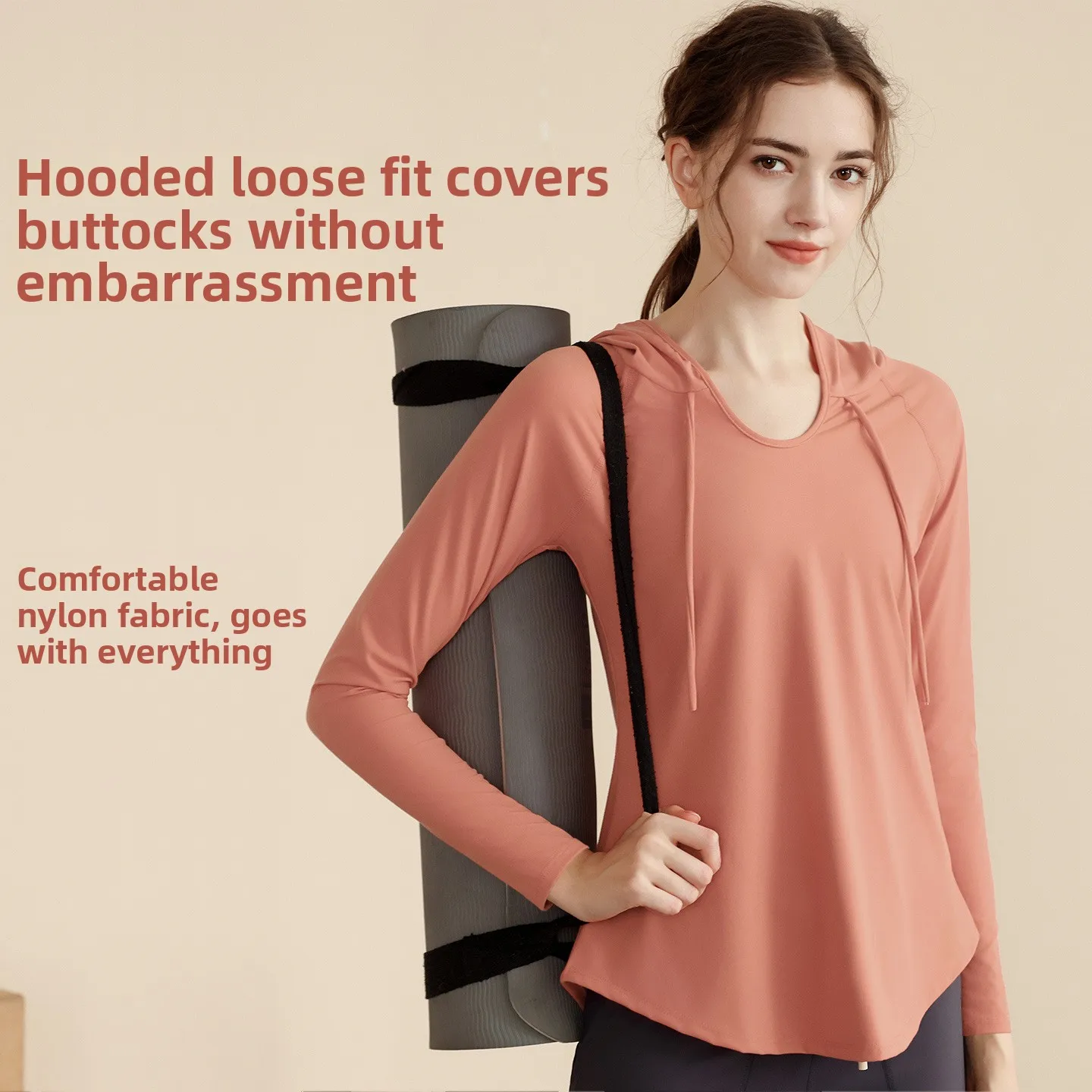 Yoga Wear Sports Top Women's Casual Loose Display Blouse Long-sleeved Quick-drying Hooded Running Fitness Sweatshirt Slimming