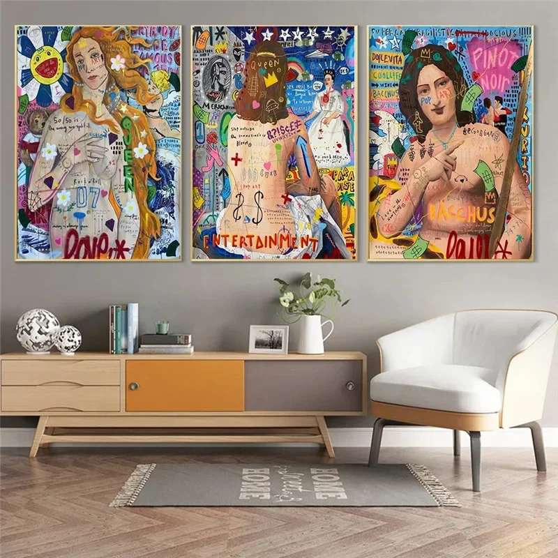 Modern popular wall art graffiti street art girl sexy back HD canvas painting poster print home bedroom living room decoration