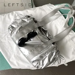 LEFTSIDE Silver Design Shoulder Bags for Women 2024 Y2K New Korean Fashion Trend Underarm Bag Lady Handbags and Purses