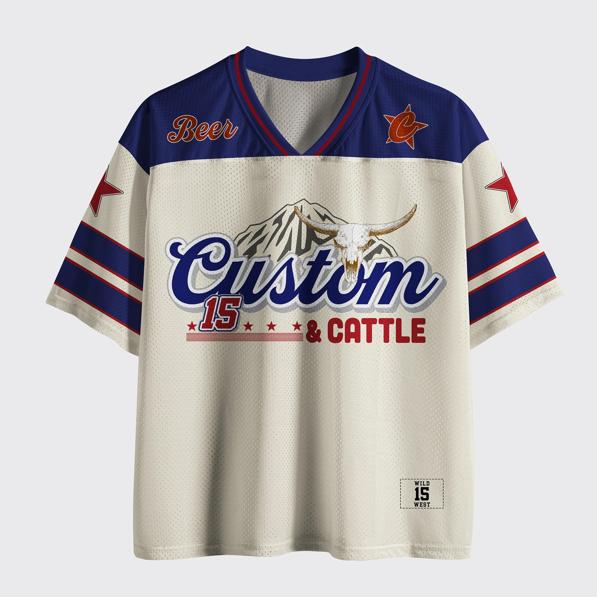 Trending Must‑have V‑Neck Cropped Mesh Sports Jersey Top Rated Aesthetic Retro Bull Star 15 Print Short Sleeve Street Fan Tops