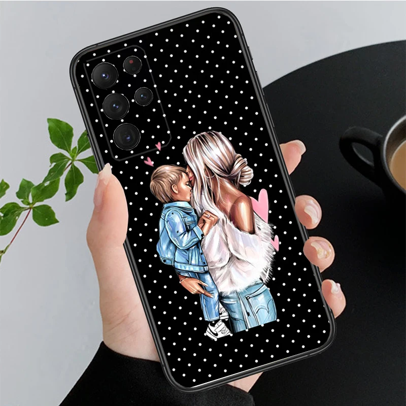 Phone Case for Samsung Galaxy A73 A13 A22  A32 A71 A33 A52 A53 A72 A73 A51 A31 A23 A34 A54 A52 A53S Mama Mom Son Daughter Funda