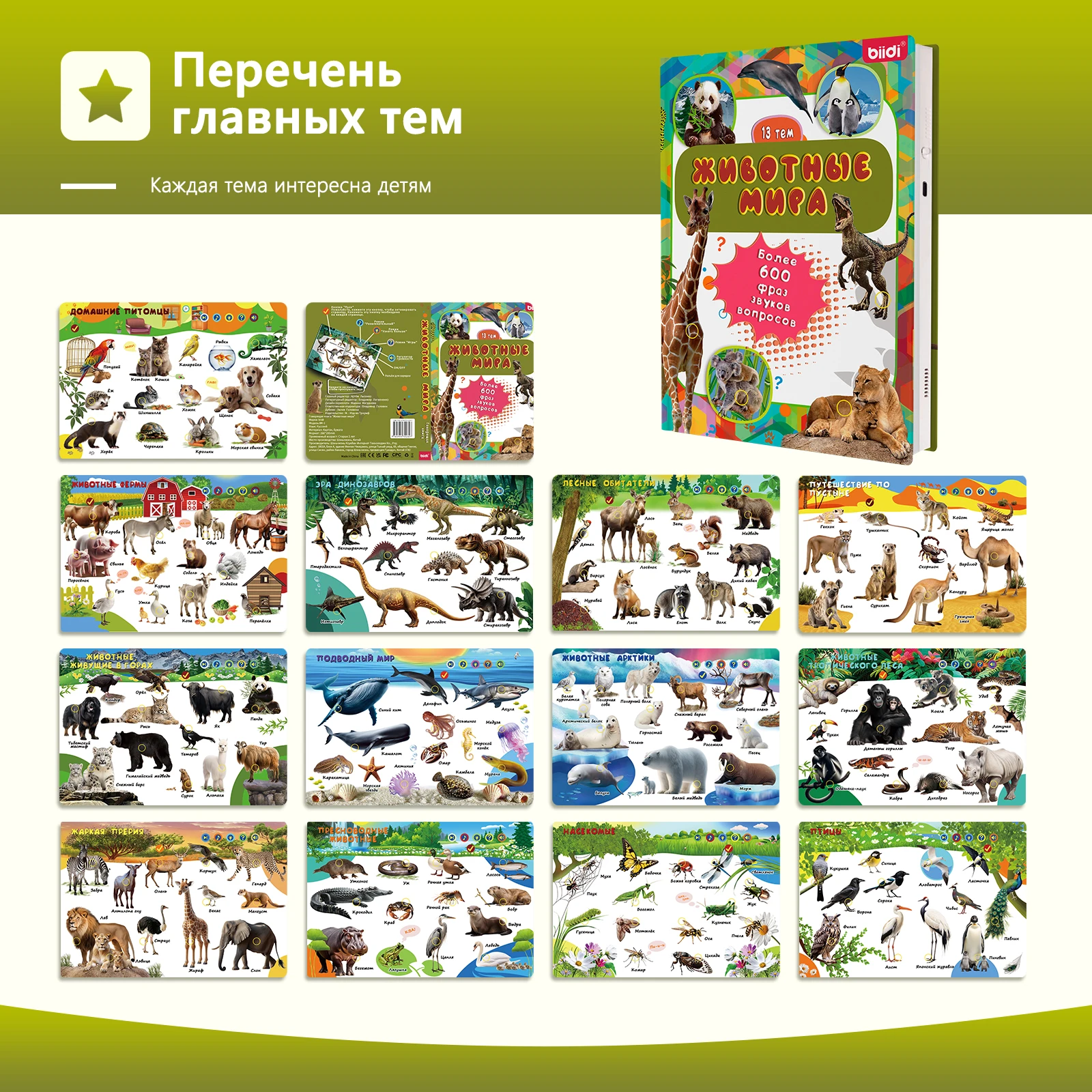 Biidi Educational Montessori Toy For Children Sound Book Preschool Kid Book in Russian Interactive Voice Reading Electronic Book