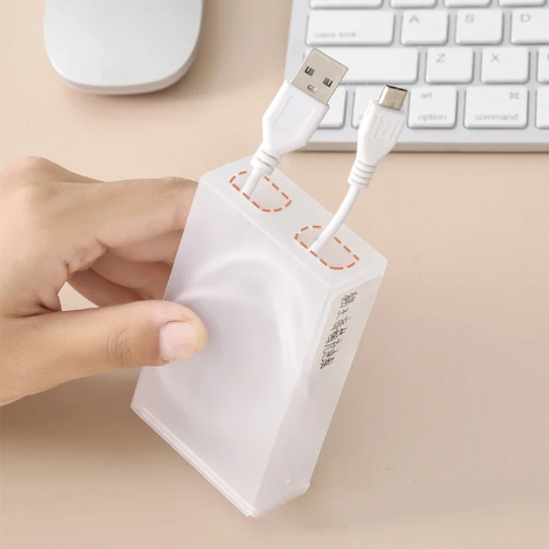 케이블 보관 상자 투명 플라스틱 데이터 라인 보관 용기 책상 문구 메이크업 주최자 키 보석 상자 사무실 홀더
