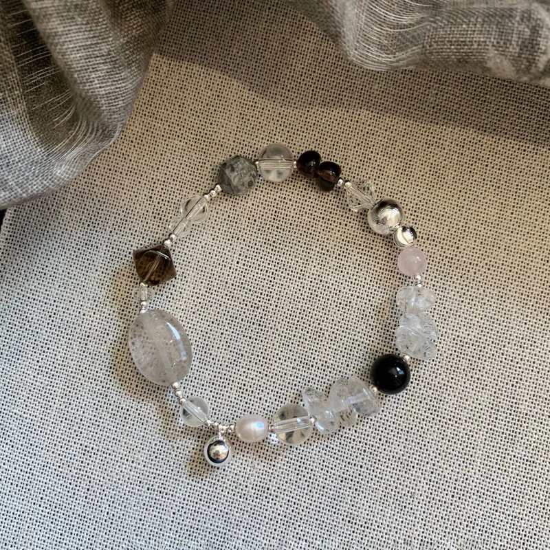 

Mocha Bubble Crystal Pearl Natural Stone Bracelet, niche retro high-end bracelet, elastic bracelet, give a friend a birthday gif