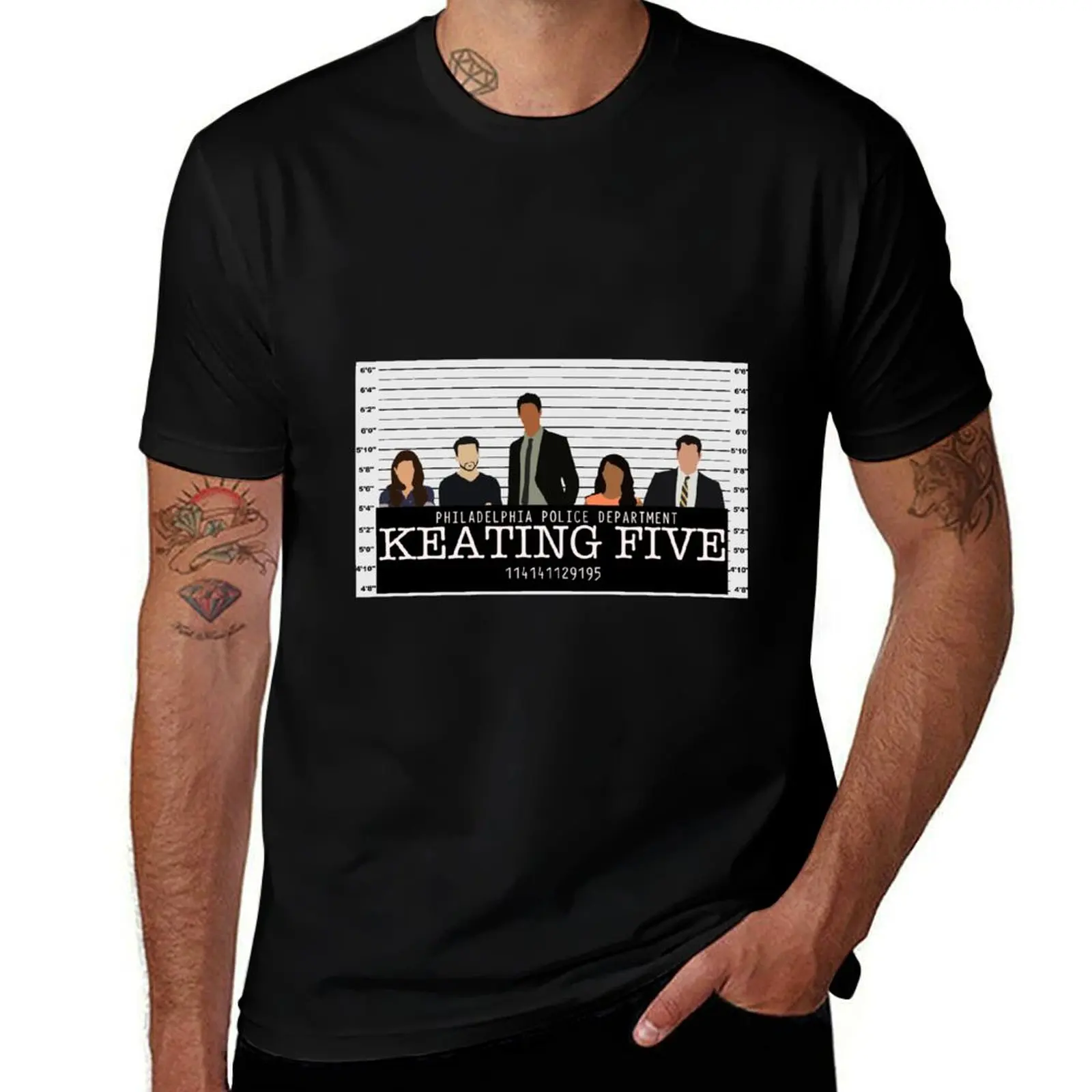 Keating Five Mugshot T-Shirt Big and Tall Solid Color T-Shirt