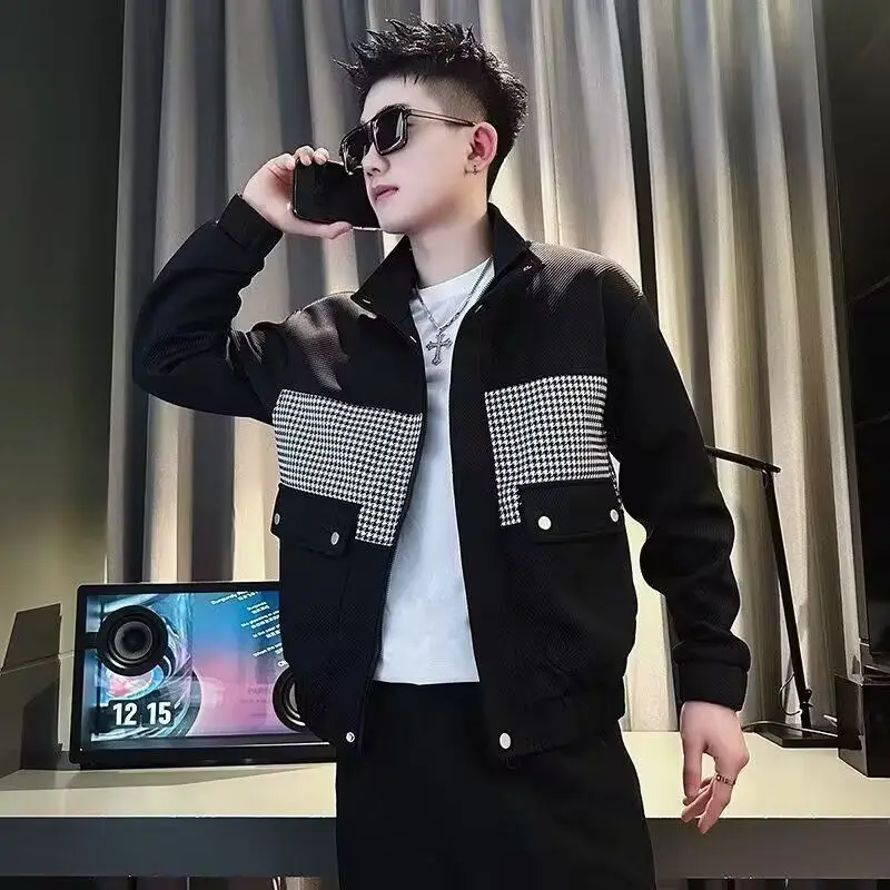 

Cool Men's Jacket Outerwear Autumn Winter New Trend Brand High-End Feeling Long Sleeve Standard Fit Baseball Collar Sweatshirt