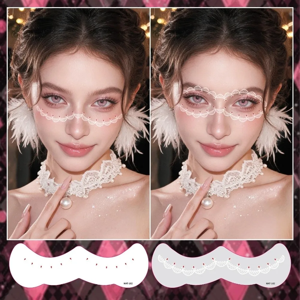 2 Sheets Elf Fairy Lace Temporary Tattoos Waterproof Facial Art Face Tattoo Stickers Long Lasting DIY Makeup Stickers