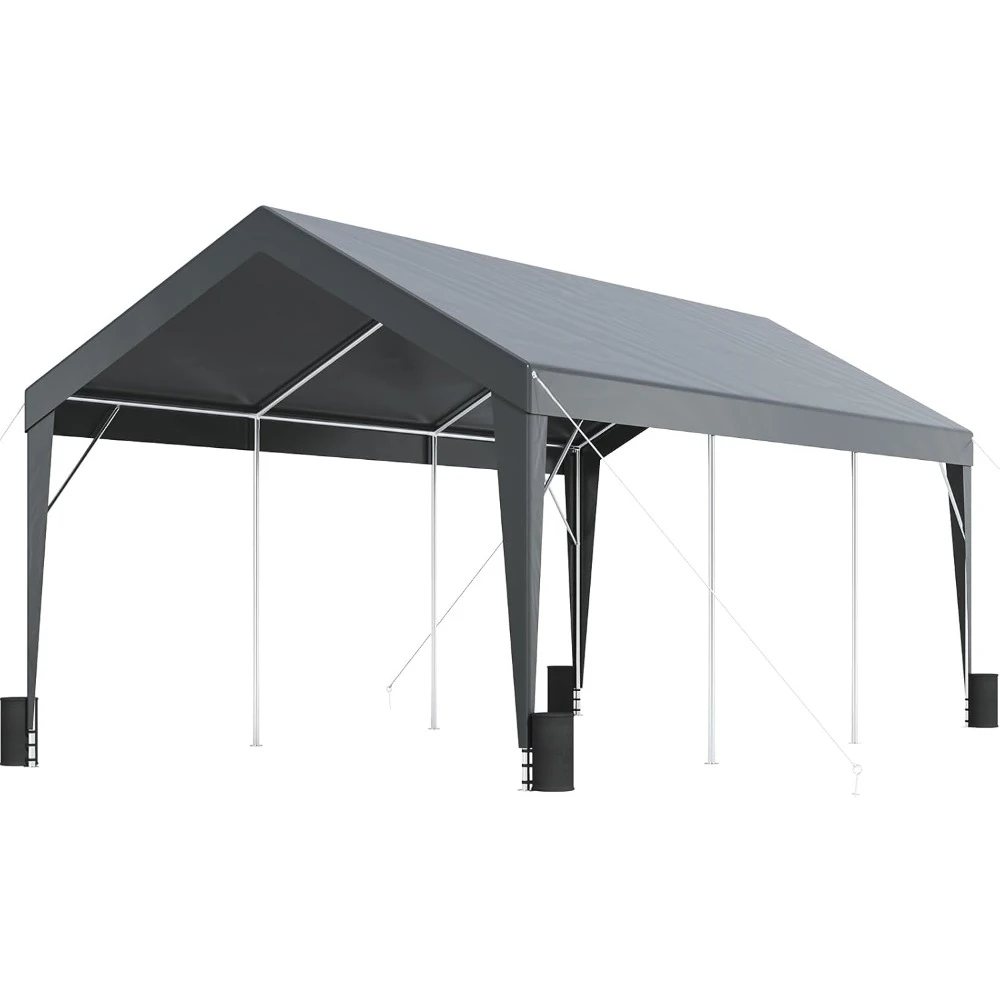 10x20 ft Heavy Duty Carport Car Canopy, Car Port Garage Boat Shelter Party Tent with 8 Reinforced Poles and 4 Weight Bags