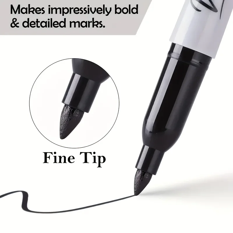 20/40/60-حزمة من أقلام التحديد الدائمة المقاومة للماء ذات الطرف المزدوج، سريعة الجفاف، مقاومة للماء والتلطخ، لوضع علامات المكتب، وتدوين الملاحظات،