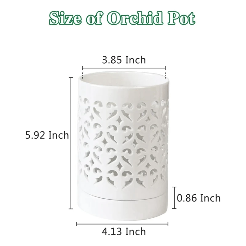 Vasi per orchidee con fori, vaso per orchidee in ceramica da 4 pollici per rinvasatura, vaso per fioriera Indoor Outdoor, traspirante