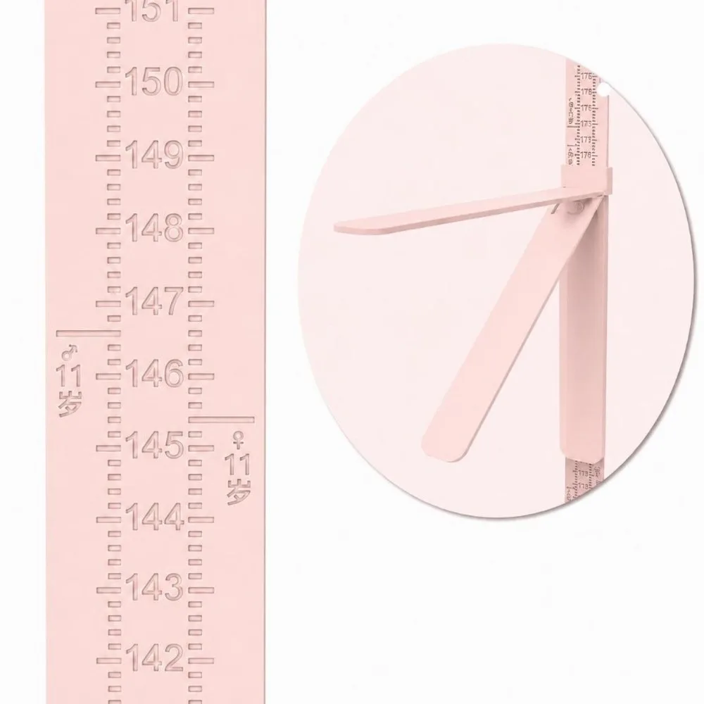 New 0-2M Height Ruler Wall Sticker Sliding Design Measuring Ruler Foldable Height Sliding Ruler Growth Tracking