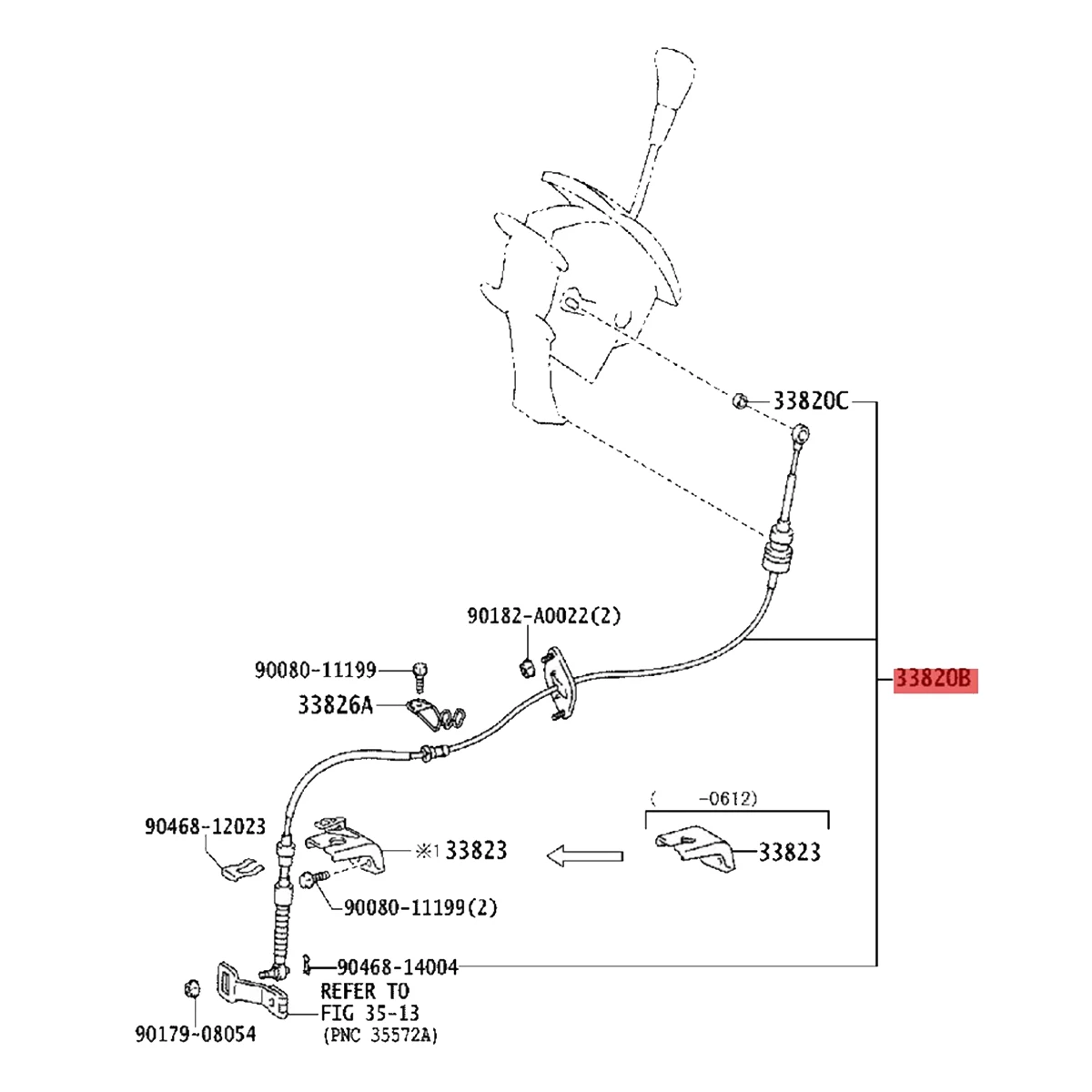 

33820-08020 Transmission Control Cable Assembly For Toyota Sienna 2004-2010 Auto Trans Shift Control Wires Gearbox-L94A