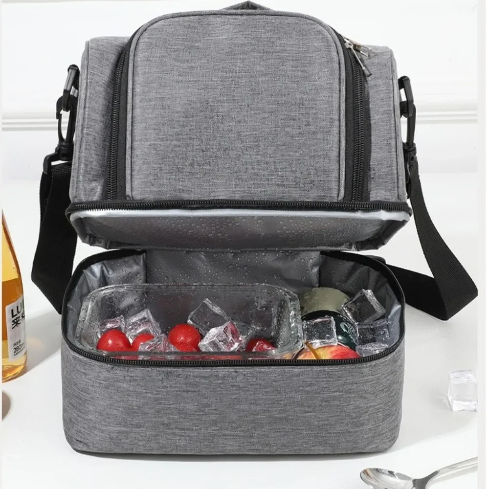 2025 New Large Capacity Insulated Lunch Bags Reusable Waterproof Storage Tote Bag with Shoulder Strap Food Drink Storage