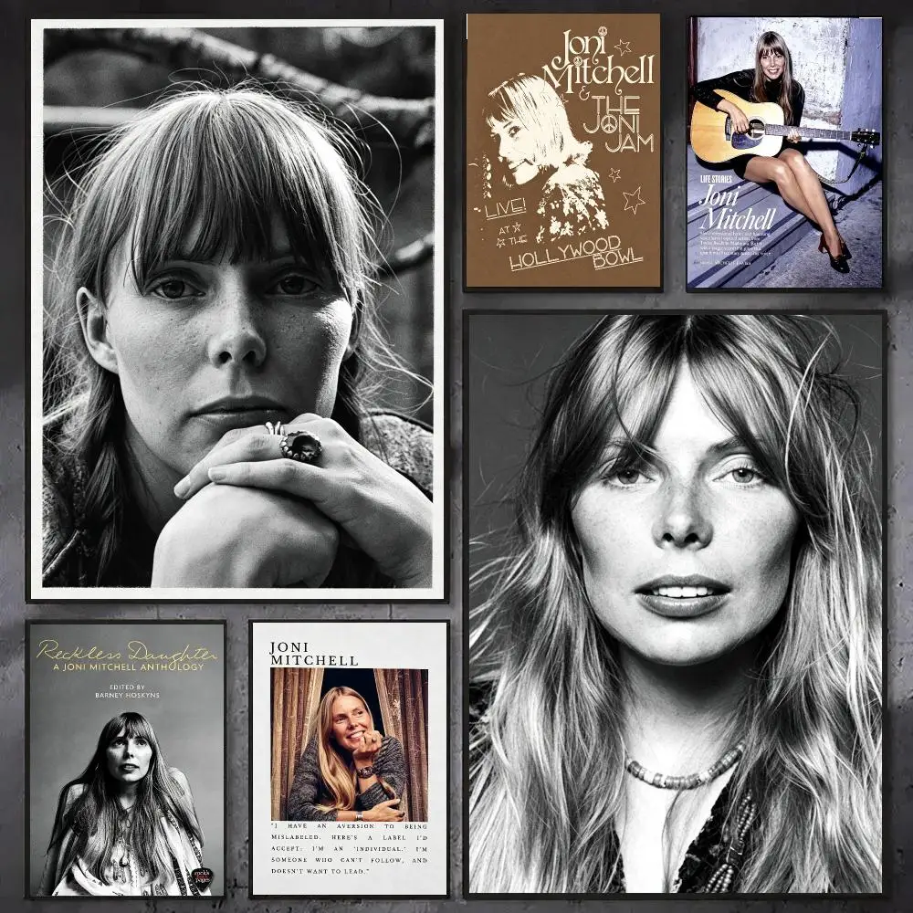 music Joni Mitchell Poster Trendy Classic hot HD Self-Adhesive Waterproof Art Poster Room Decor New Arrival On Sale