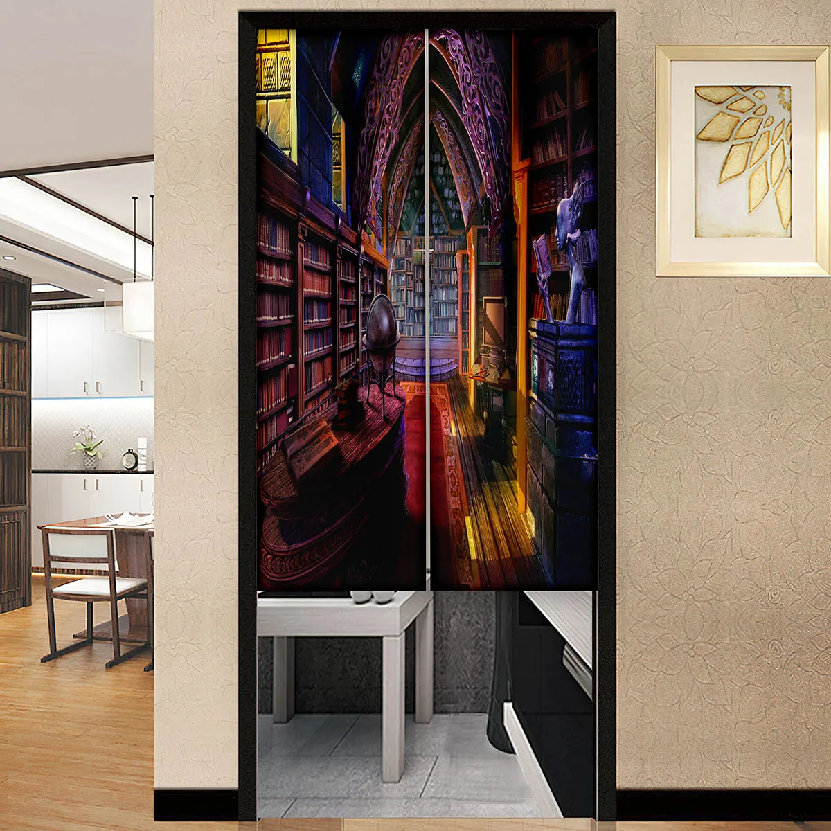 Library Books Knowledge Print Doorway Curtain Hotel Room Offices Partition Kitchen Home Doorway Decorative Cafe Restaurant Decor