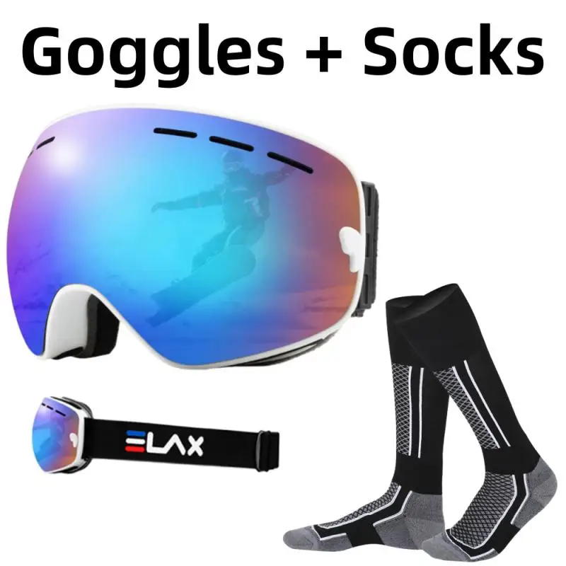 Ski Goggles Large Comma Spherical Sled Glasses Winter Cycling Goggle Adult Skiing Double Layer Anti Fog Lens Горнолыжные Очки