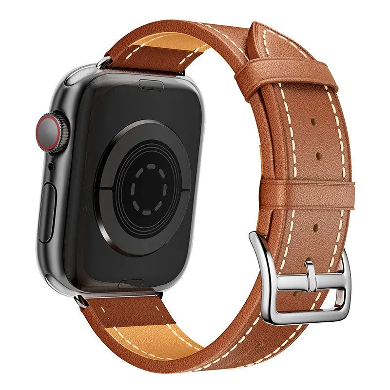 

Leather Strap For Apple Watch Band 49mm 45mm 44mm 42mm 41mm 40mm 38mm Wristband IWatch Bracelet for Series 7 5 6 SE 8 Ultra
