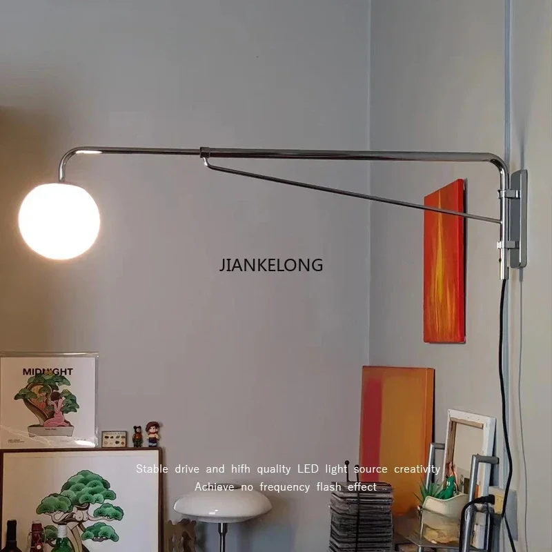 Bauhaus mittelalterliche Nachttischlampe im französischen Stil für das Hauptschlafzimmer, Wandlampe für Esszimmer, drehbare Teleskop-Schlafzimmerwandlampe