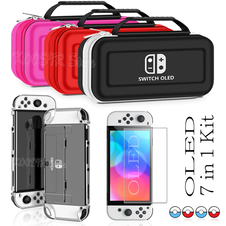 Nintend Switch OLED Covers Storage Bag EVA Case Screen Protector  Clear Shell Silicone Caps For Nintendo Switch OLED Accessories