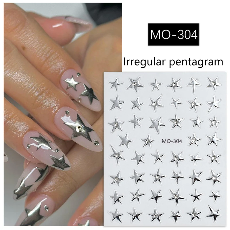 Five Pointed Star Nail Sticker With Diamonds Shape Irregular Nail Sticker Enhancement Adhesive Stereoscopic Personality