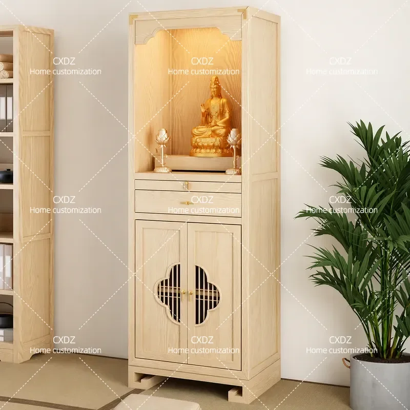 Buddhist shrine offering table, shrine, Guanyin Buddha statue cabinet, new Chinese vertical cabinet, household worship
