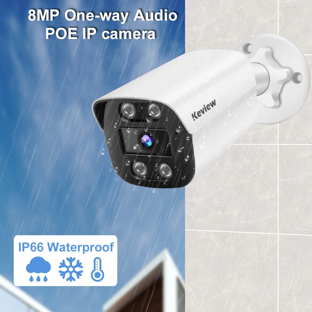 POE 8MP 4K IP Security Surveillance  Camera POE Outdoor Waterproof Onvif Metal Bullet H.265 CCTV Camera Motion Detection Camera