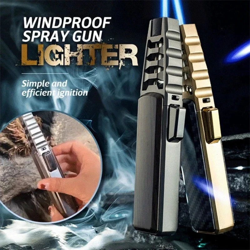 360 ° Direct Blue Flame Spray Gun Metal Butane Inflatable Lighter Kitchen Cigar Outdoor Windproof Barbecue Igniter 2026 New