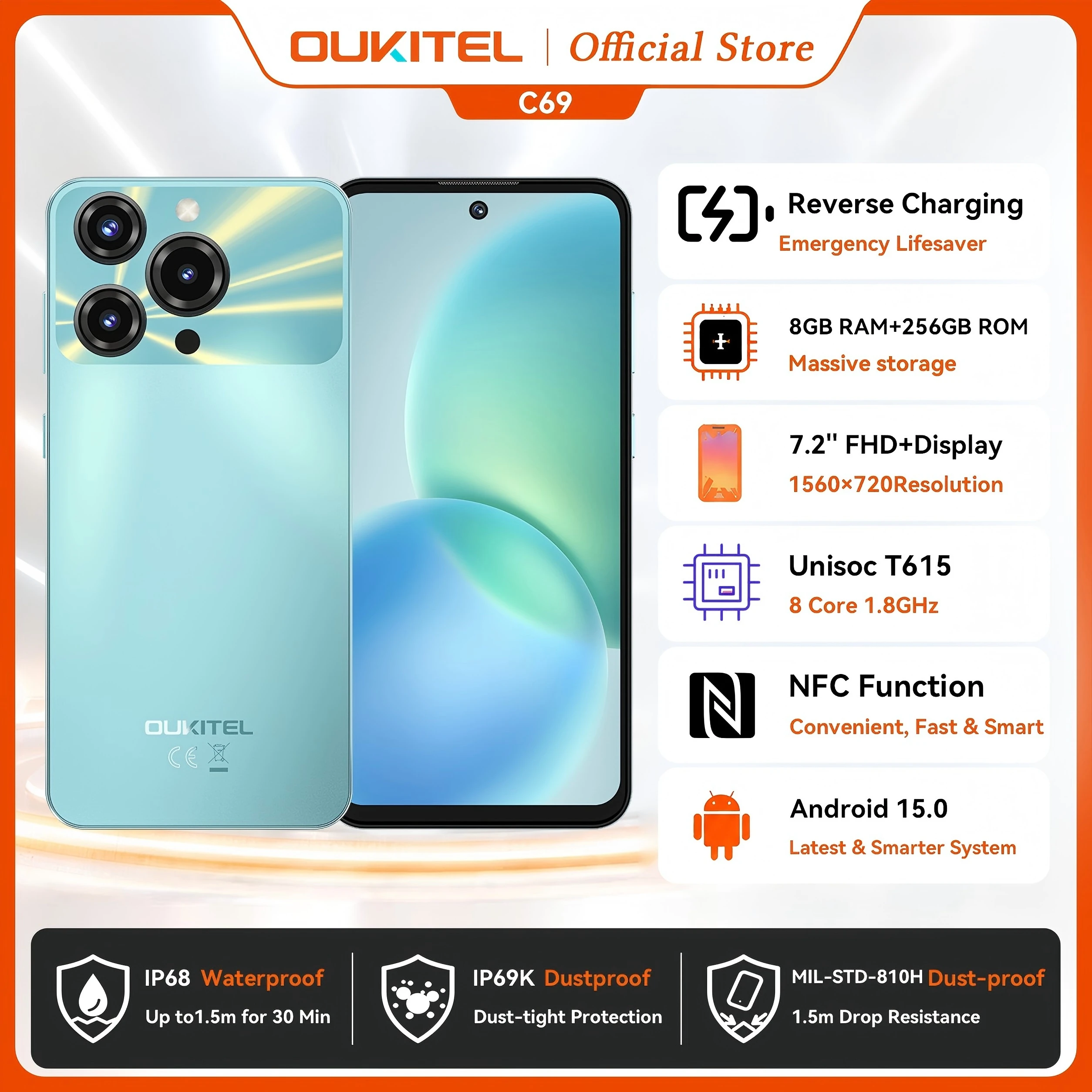 OUKITEL C69 Smartphone 7.2
