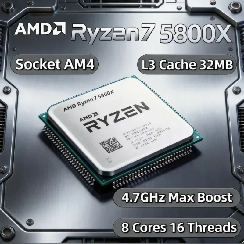 AMD R7 5800X Ryzen 7 5800X 8 Core 16 Thread AM4 Desktop CPU for Gaming Streaming Content Creation Office Work