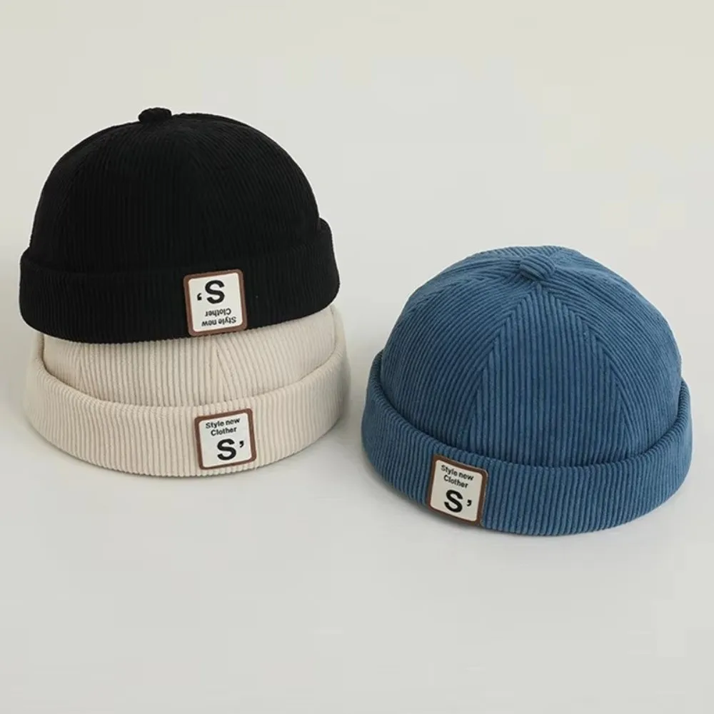 

Модная вельветовая детская шапка, винтажная однотонная теплая шапка, регулируемая шляпа без полей с вышивкой букв, одежда для малышей