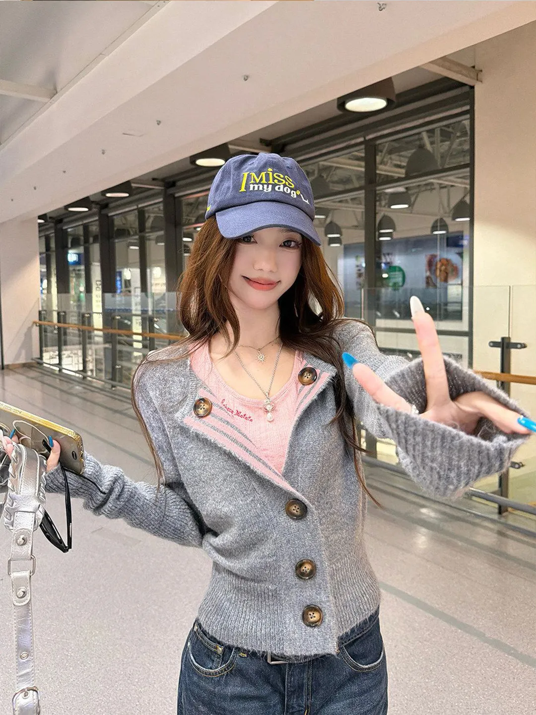 

Женский вязаный кардиган Spicy Girl Casual с V-образным вырезом, цветными блоками, приталенный, с длинными рукавами, теплый, осень-зима 2026