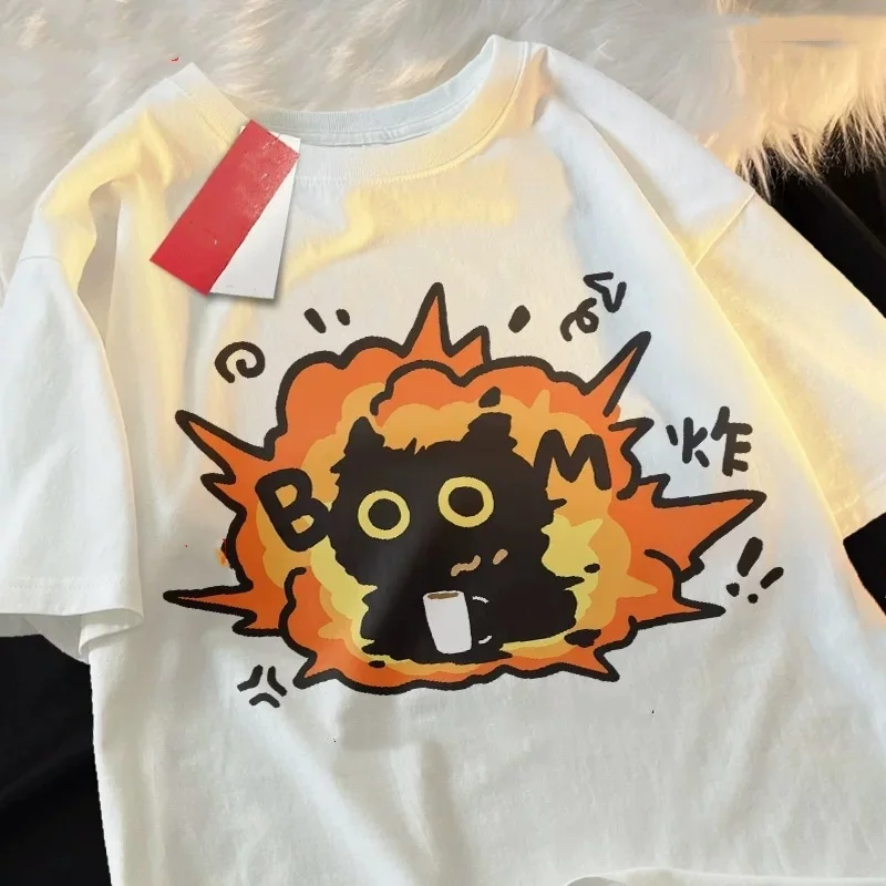 

Мужская хлопковая футболка ZAZOMDE с рисунком кота, большая футболка унисекс, винтажная мягкая дышащая ткань, летняя повседневная уличная одежда