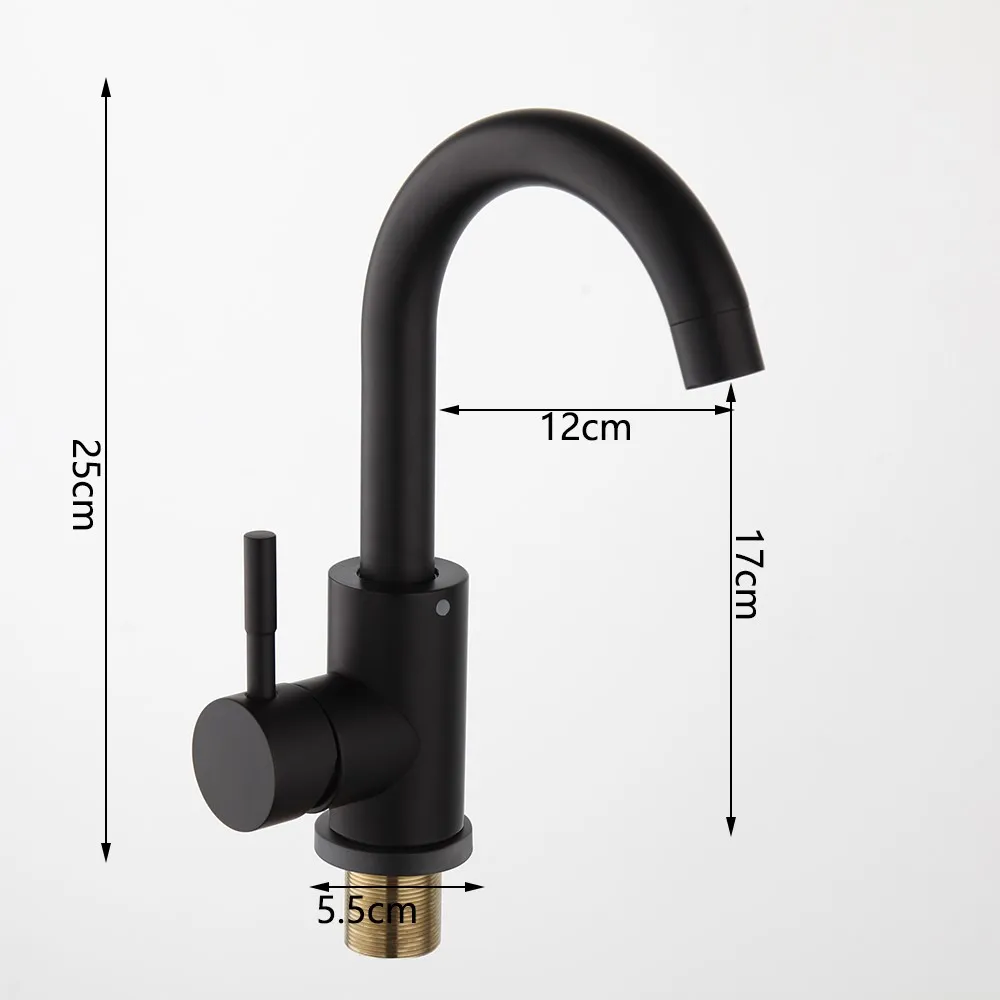 Torayvino Matte Black Modern Basin Sink Deck Mounted Bathroom Faucet Single Lever Handle Stainless Steel Hot And Cold Mixer Tap