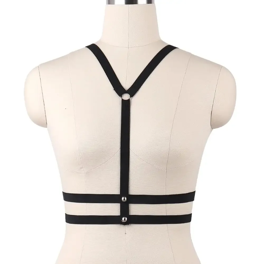 Women Sexy Lingerie Open Chest Bra Soft Edgy Body Cage Goth Round rivets Harness Belt  Bondage Hollow Body Harness Bra