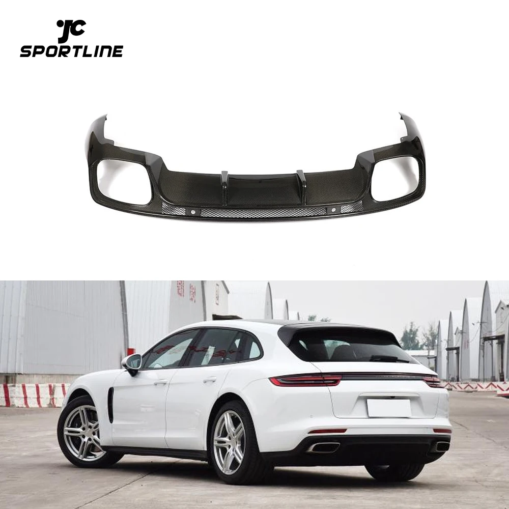 JCSportline Carbon Fiber Rear Diffuser Valance for Porsche Panamera 971 4S Hatchback 4-Door 2017-2019