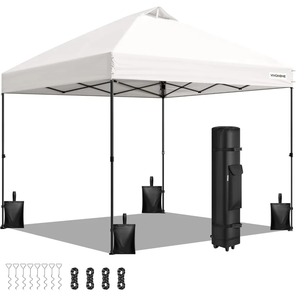 

10x10ft Pop Up Canopy Tent One Push Setup Outdoor Portable Shelter Tent Heavy Duty with Wheel Carry Bag and 4 Sandbags, White