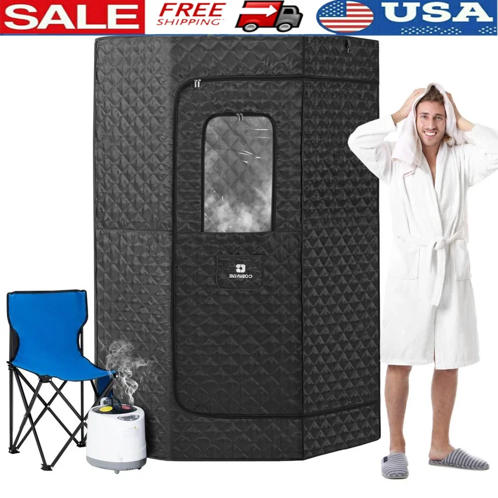 Portable Sauna Box Steam Room Relax at Home Spa 4L 1600W Stainless Steel Pentagon Personal Indoor Sauna Tent 16 Heating Levels