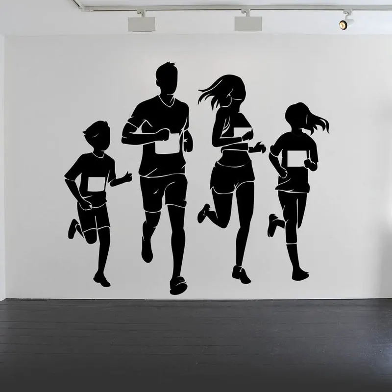 

Family Marathon Running Competition Sport Wall Sticker Vinyl Home Decor School Classroom Decal Removable Mural Wallpaper 4666