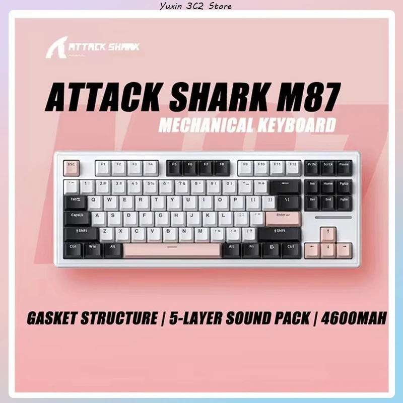 

Attack Shark M87 Tri-mode Mechanical Keyboard Wired Rgb Custom Washer Hot Plug Game Office High-looking Multi-scene Universal